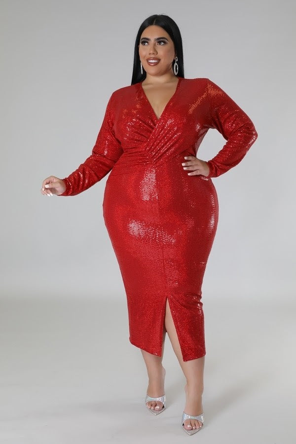 plus size red sequin dress